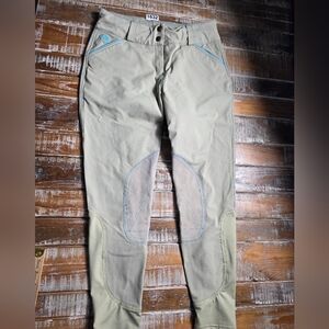 Piper Beige and Blue Women's Riding Pants. Little Mark On Leg From Boots.
